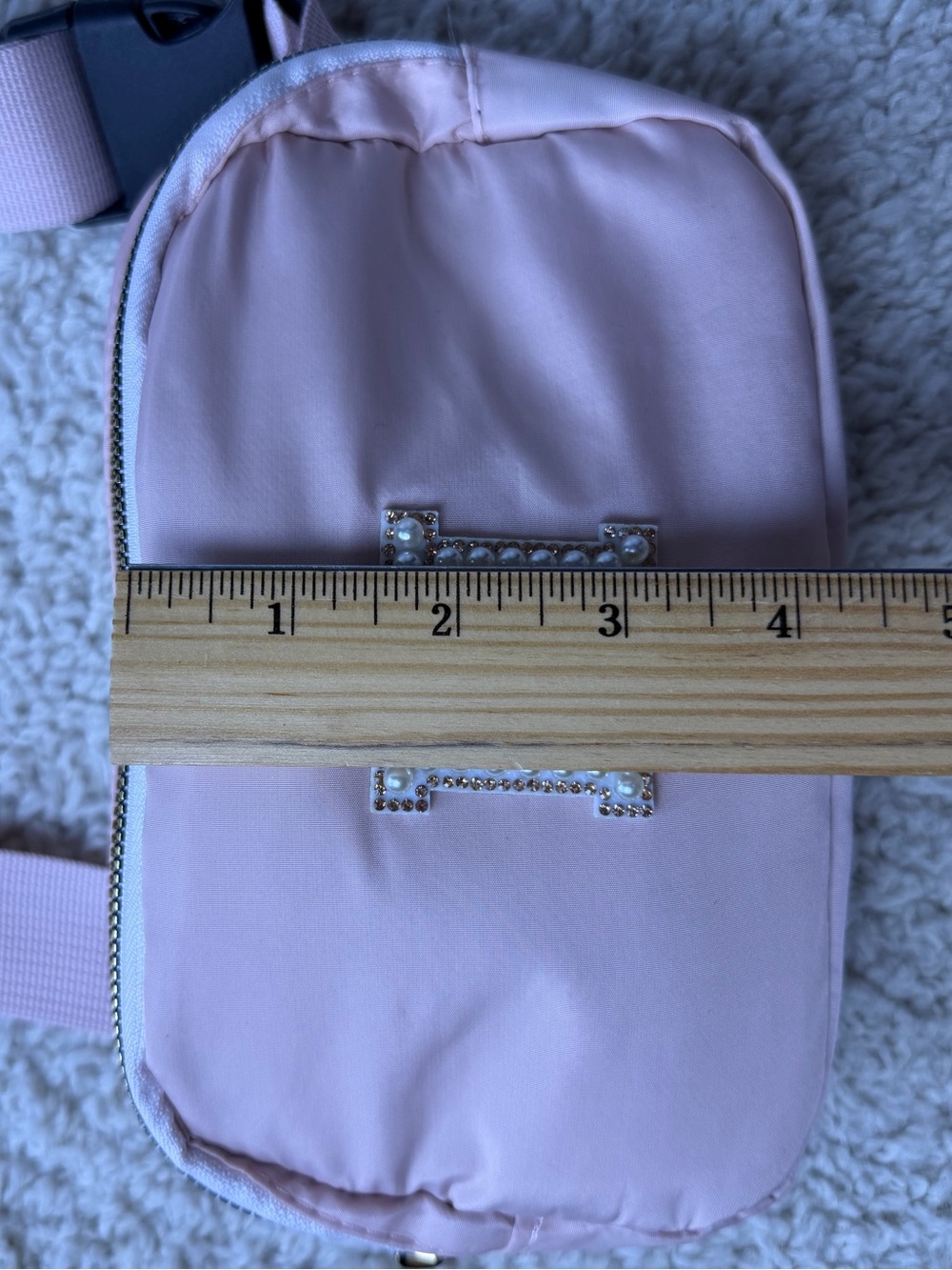 Pearl-Embellished Pink Crossbody Belt Bag - Picture 9 of 9